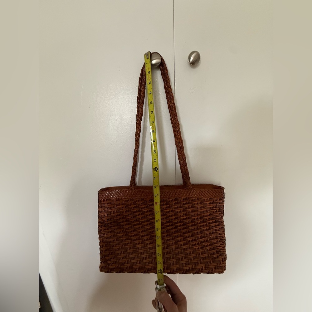 Woven Leather Tote Bag in Brown - Picture 11 of 12